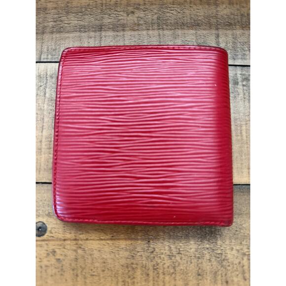 LOUIS VUITTON Epi Leather Bifold Wallet Red Coin Pocket Made in France - Picture 2 of 15